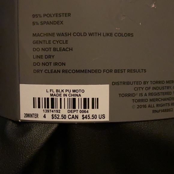 NWT TORRID Black Faux Leather Moto Leggings - Picture 11 of 11